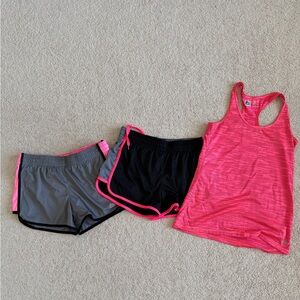 RBX Pink Athletic Tank with two pairs of Running Shorts Small